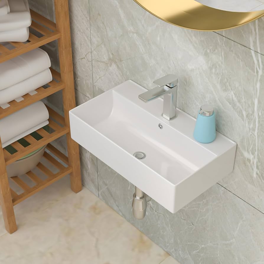 Lordear Wall Mount Bathroom Sink 21 x 12 Inch Wall Sink with